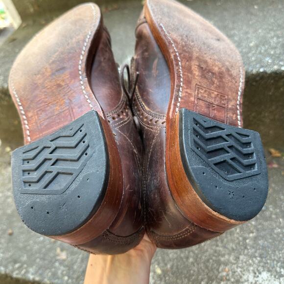 Frye Johnny Brown Wingtip Lace Up Men's Leather Shoes sz 10 - Picture 12 of 14